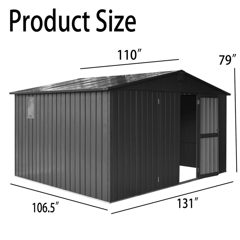 11 ft. W x 9 ft. D Metal Storage Shed