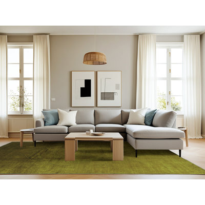 Tapis verts de style Mid-Century moderne lavable à la machine 1291
