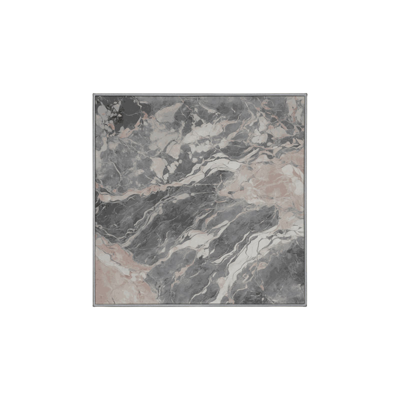 Machine Washable Gray Area Rug, Square 3'