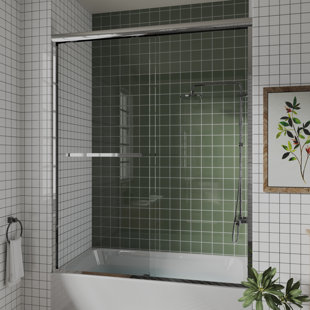 56 In.-60 In. W X 58 In. H Sliding Framed Tub Door With Clear Glass