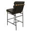 Tabouret de bar Oropeza en cuir authentique noir antique moderne sur structure en métal