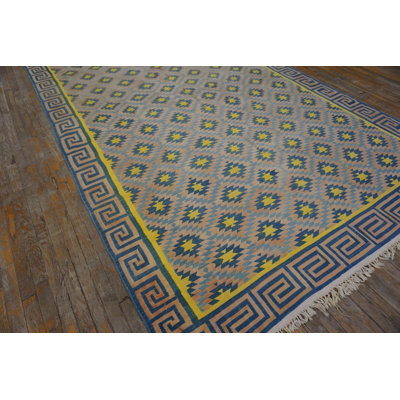 Room Size Antique Cotton Dhurrie Flat Weave Tribal Geometric Rug