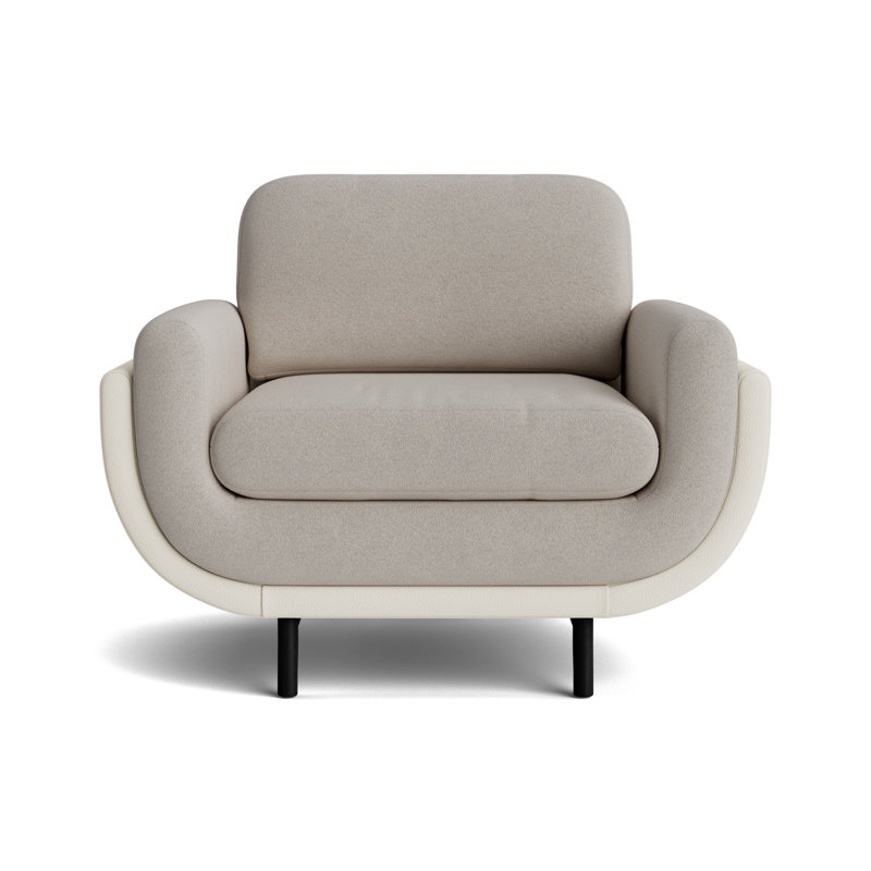 Regatta Chair, Boucle - Dove Gray/Greenwich Leather - Cream, Black