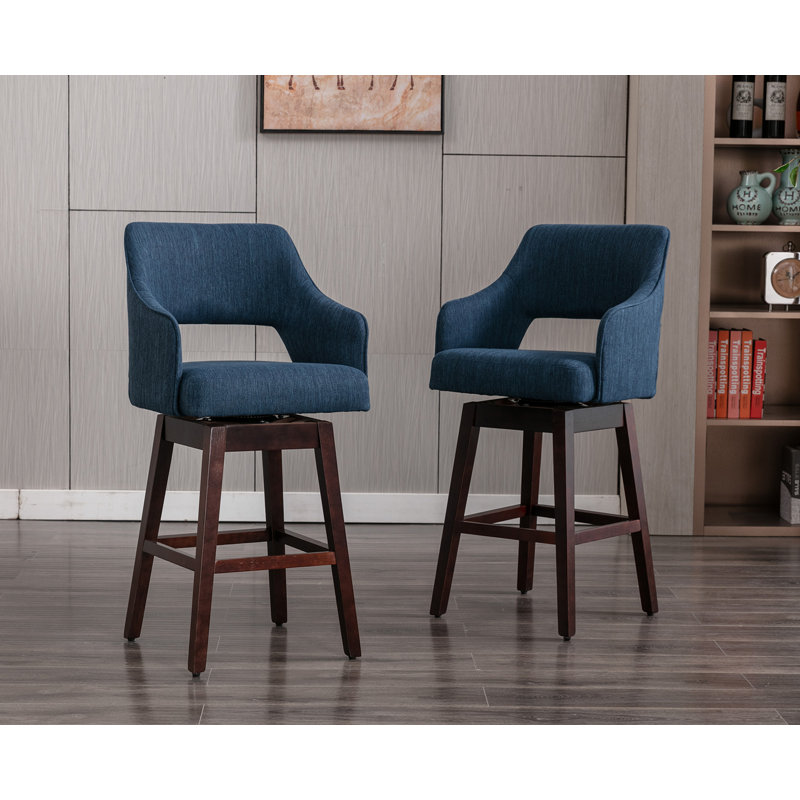 Tabouret de comptoir pivotant Ladayja, Bleu