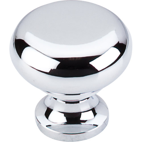 Flat Faced 1 1/4" Diameter Round Knob, Polished Chrome