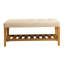Banc Charla en tissu et finition chêne Design simple, confortable et durable, banc multifonctionnel