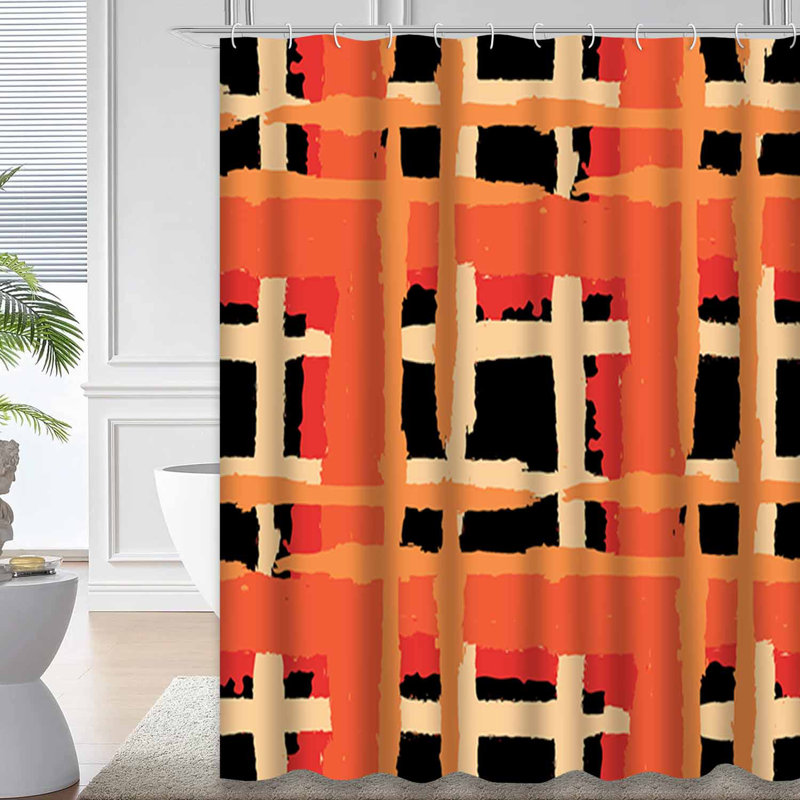 Rideau de douche imperméable avec 12 crochets PlaidGrunge, L 72 po x l 78 po