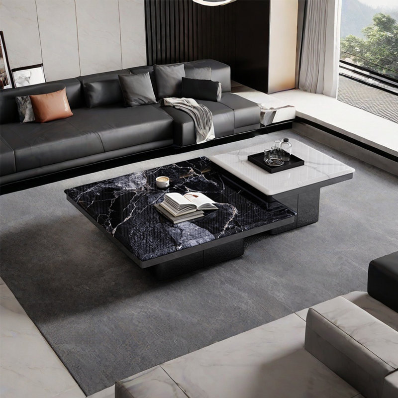 Square supercrystalline composite coffee table, 15" H x 39.4" L x 39.4" W
