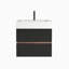 Meuble-lavabo 24 po avec lavabo à quartz d'ingénierie et tiroirs noirs doux, meuble-lavabo mural flottant pour salle de bain moderne, lavabo une pièce, KD