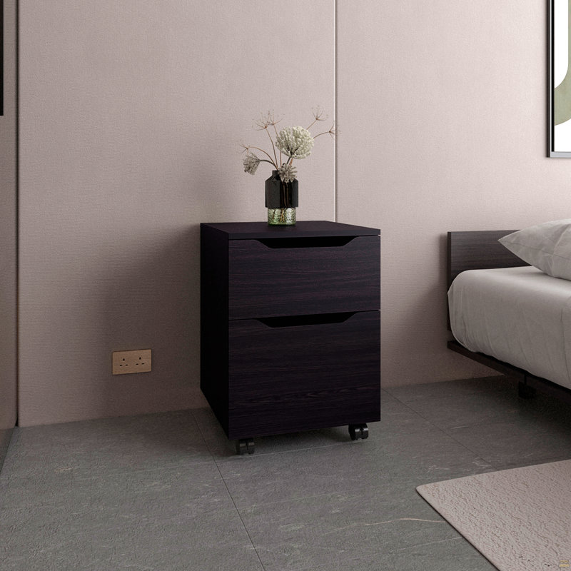 Open Shelves Nightstand With One Door, Modern Bedside Table