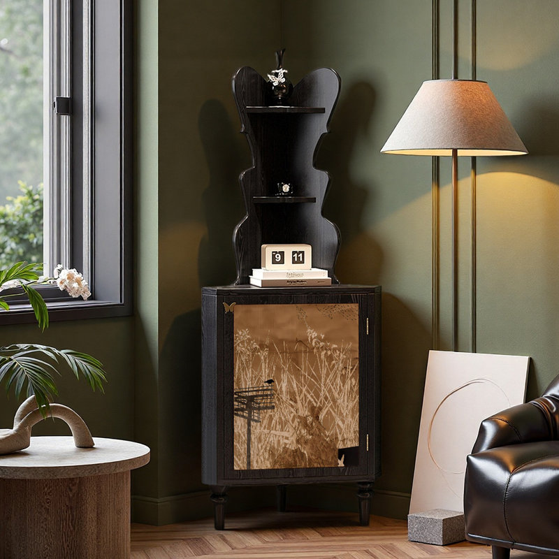 Armoire de coin en bois à motif d'art moderne