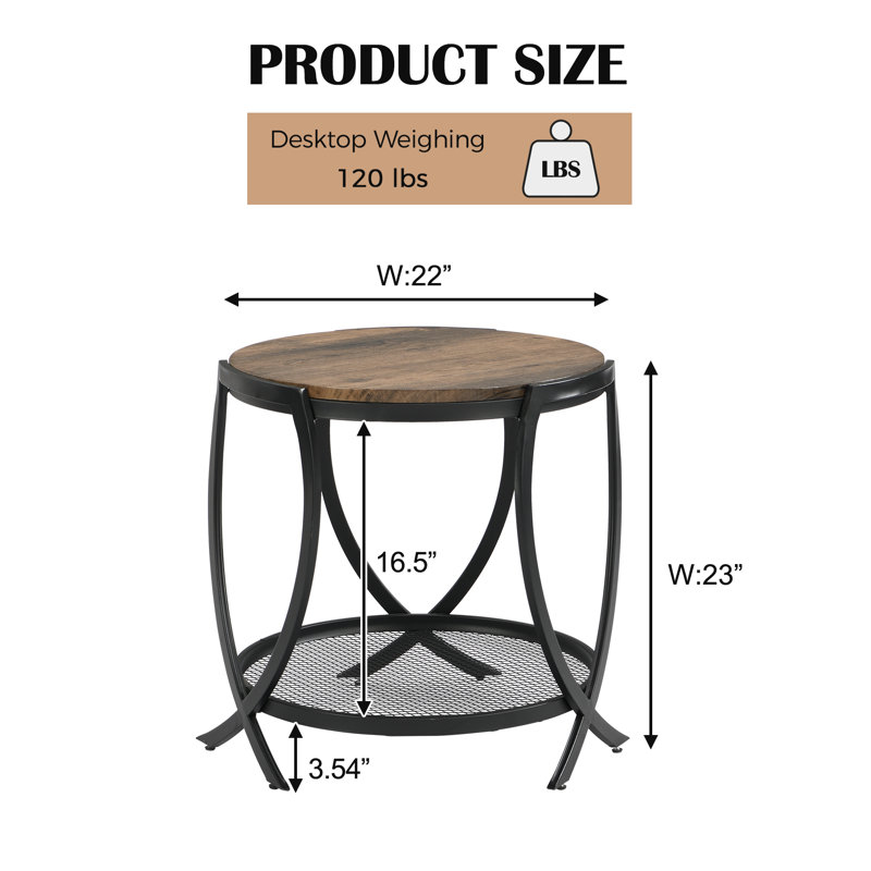 Aumiller Side Table with Storage, Black, Rustic Brown