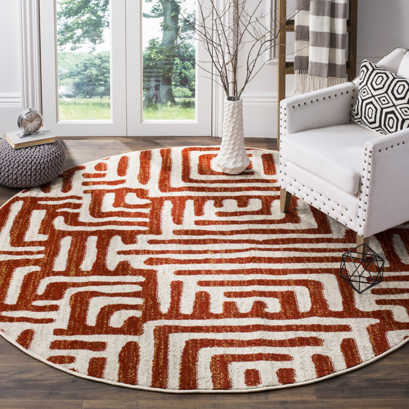 Allenby Performance Geometric Rug, Round 5'1"