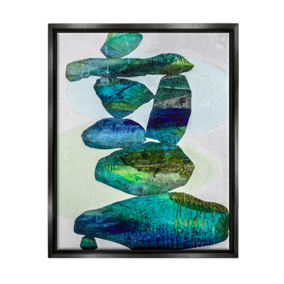 " Vivid Teal Stacked Zen Rocks " by Ruth Fromstein