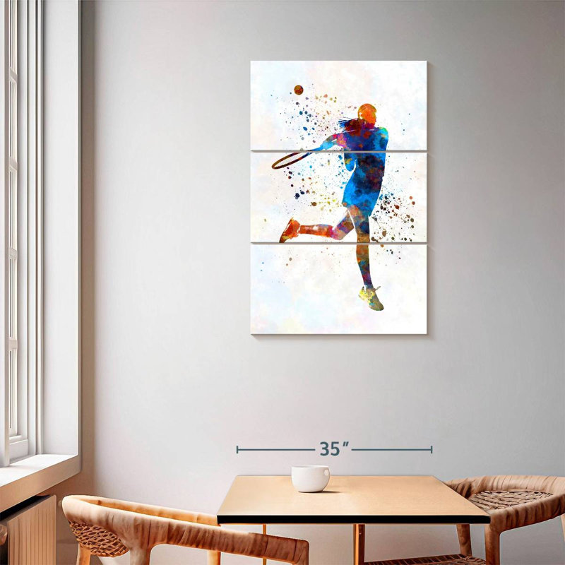 Sirci, joueuse de tennis à l'aquarelle I, H 57 po x l 36 po