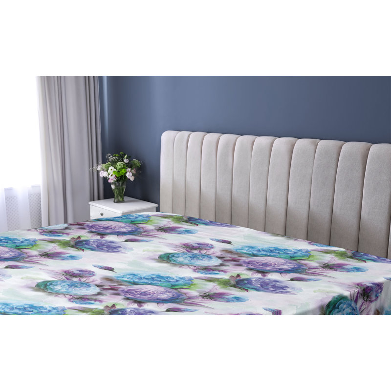 Drap-housse Ambesonne, Drap-housse de taille très grand, Bleu ciel foncé, lilas pâle / floral