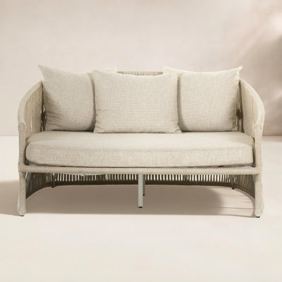 Ailena 61.5'' Wide Rounded Back Wicker Patio Daybed with Cushions