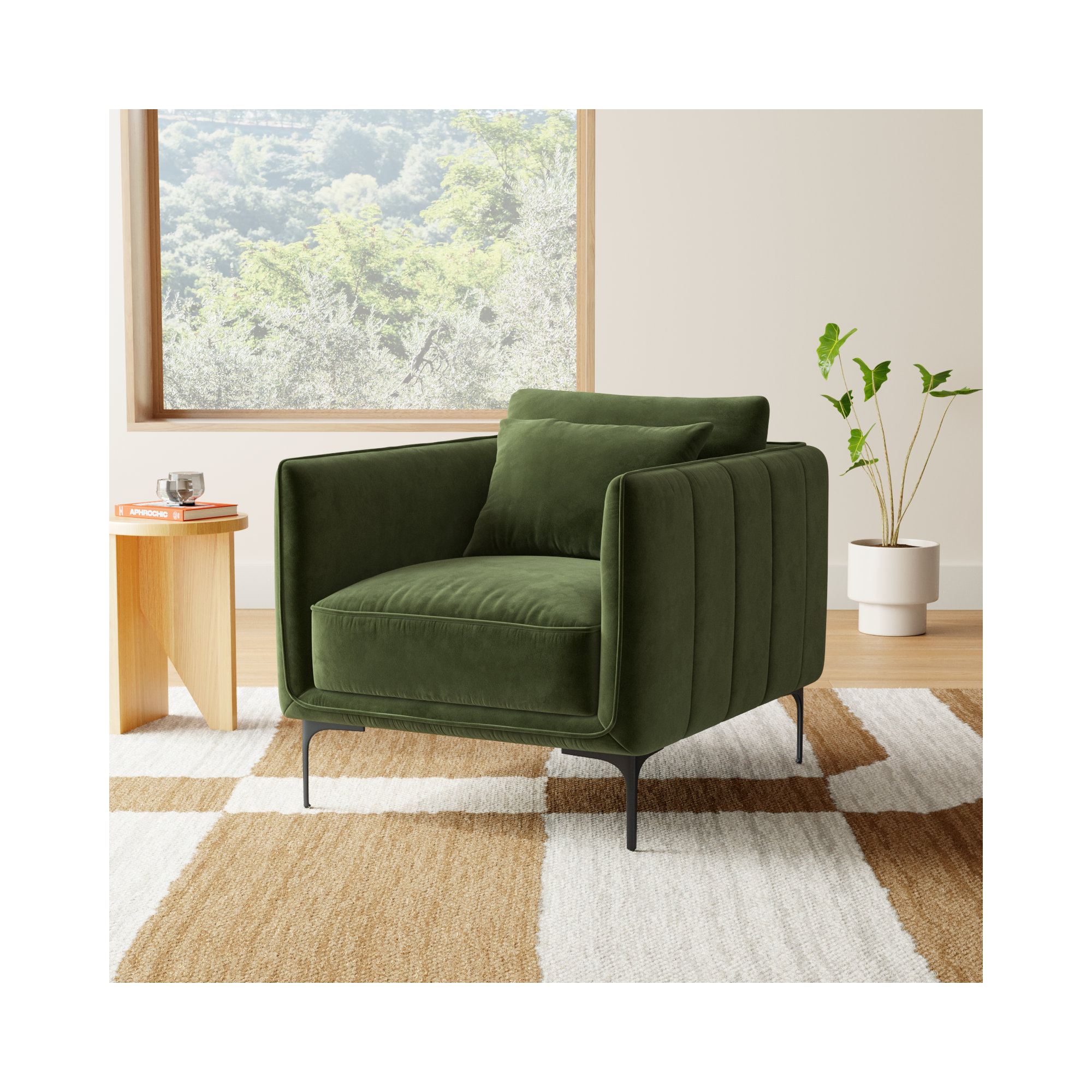 Rae Upholstered Armchair (Set of 2), Military Green