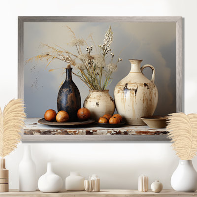 Art floral blanc rétro sur poterie