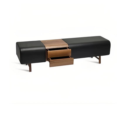Banc de rangement rembourré en cuir