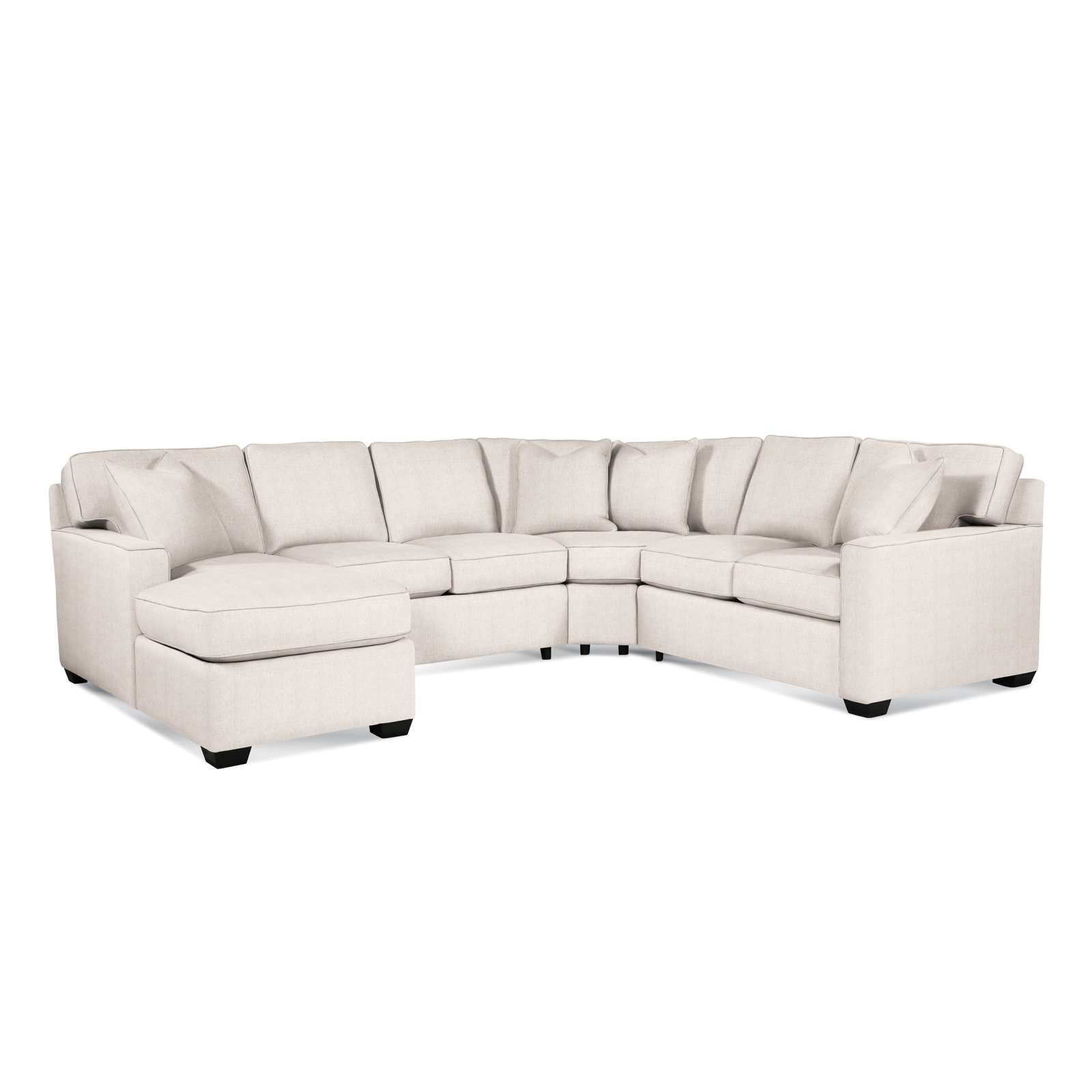 Frye Upholstered U-Sectional, Black, Right Hand Facing, White Sugar Performance; 0863-91