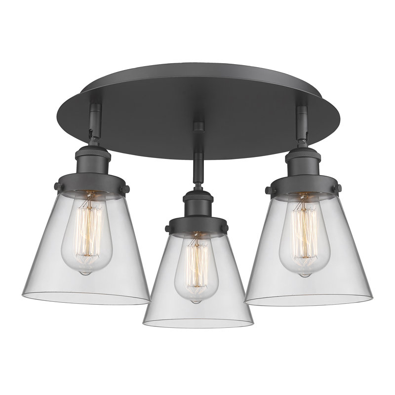 Plafonnier encastré 3 lumières Cone, Clair, Noir mat