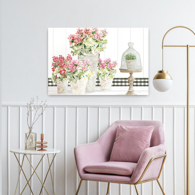 Nuances de rose et art printanier rouge, H 24 po x l 36 po