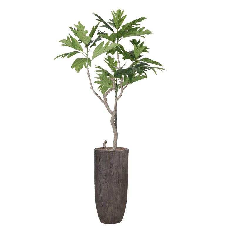 87'' Faux Fiddle Tree Tree in Pot, Brown
