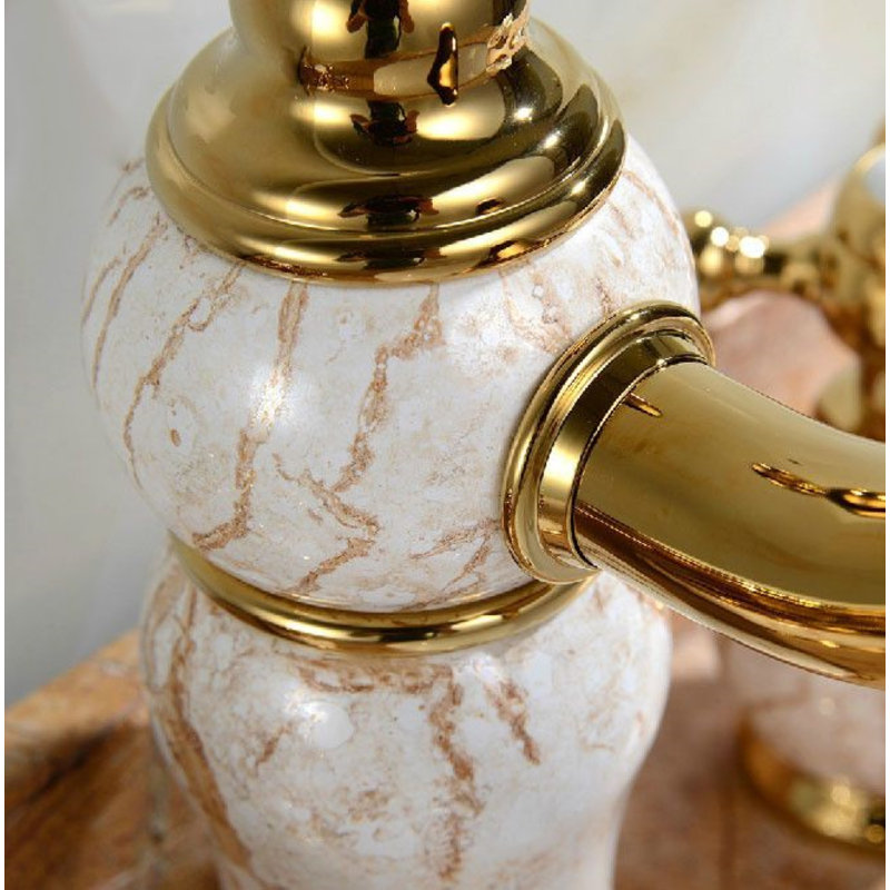 Juno Rome Luxury Gold Finish Dual Handle Bathroom Sink Faucet – Elegant and Durable
