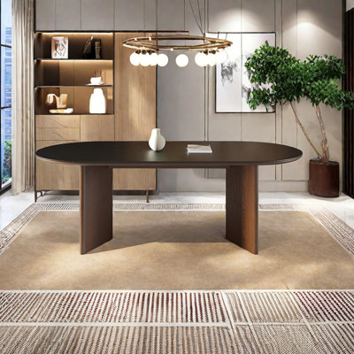 Retro Oval Dining Table with Rock Board