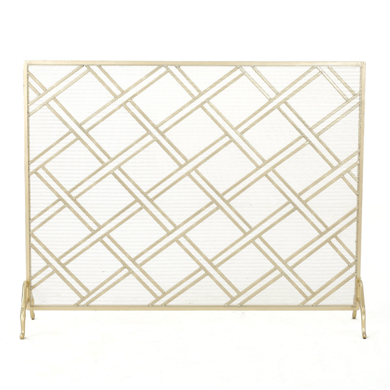 Bachar Iron Fireplace Screen, Gold