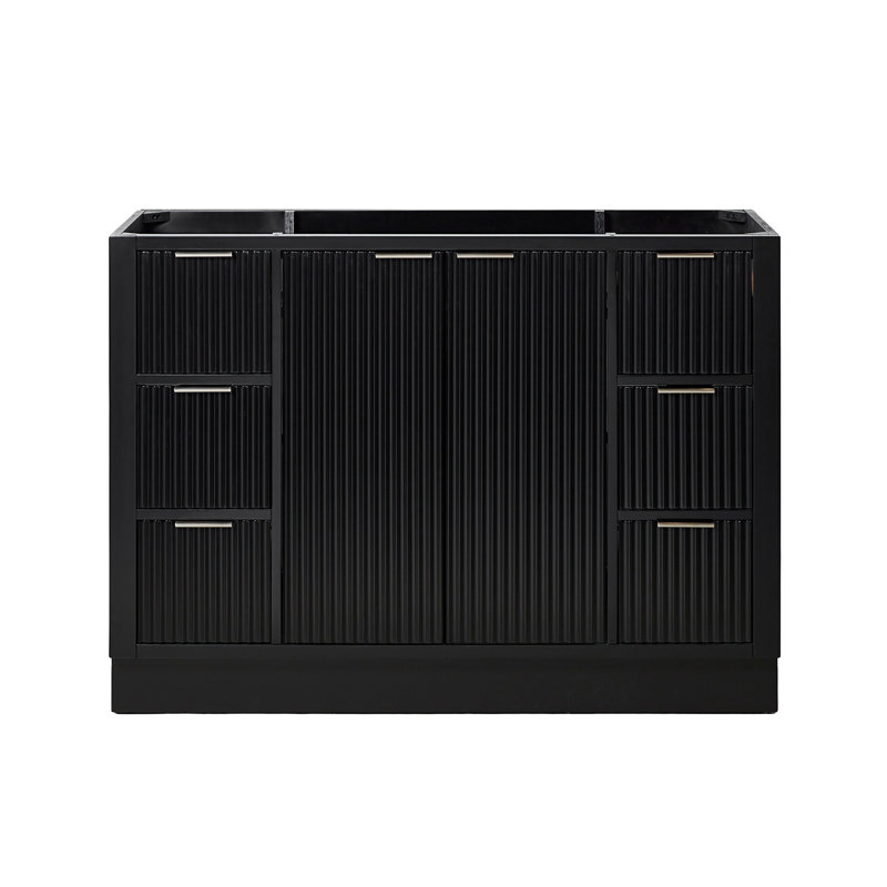 Meuble-lavabo simple 48 po en bois massif, Noir