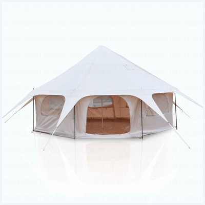 Tente en forme de cloche 600D 14,8 pi x 9,2 pi avec prise de réchaud pour le camping familial et de glamping 600D