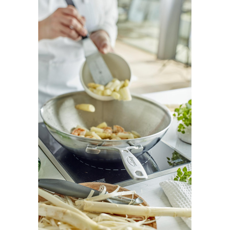 Industry 20.5" Flat Bottom Stainless Steel Wok