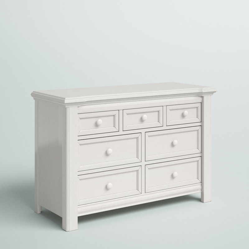 Avah 7 Drawer Double Dresser, Vintage White