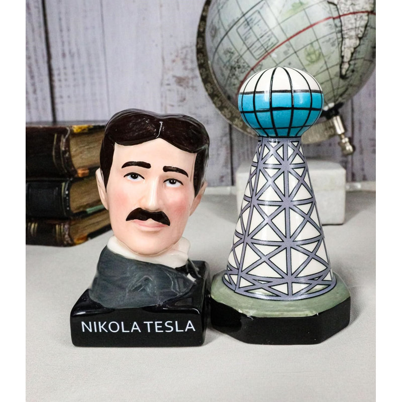 Ensemble de salière et poivrière en céramique Nikola Tesla And Wardenclyffe