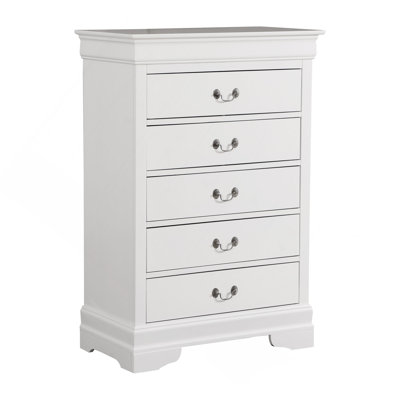 Commode verticale à 5 tiroirs avec poignées décoratives