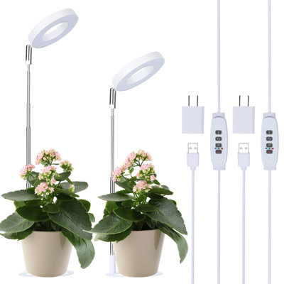 Full Spectrum LED Grow Lights, 2 Pack 9 Dimmable Modes Plant Lights with Auto Timer & Height Adjustment for Indoor Small Plants, White