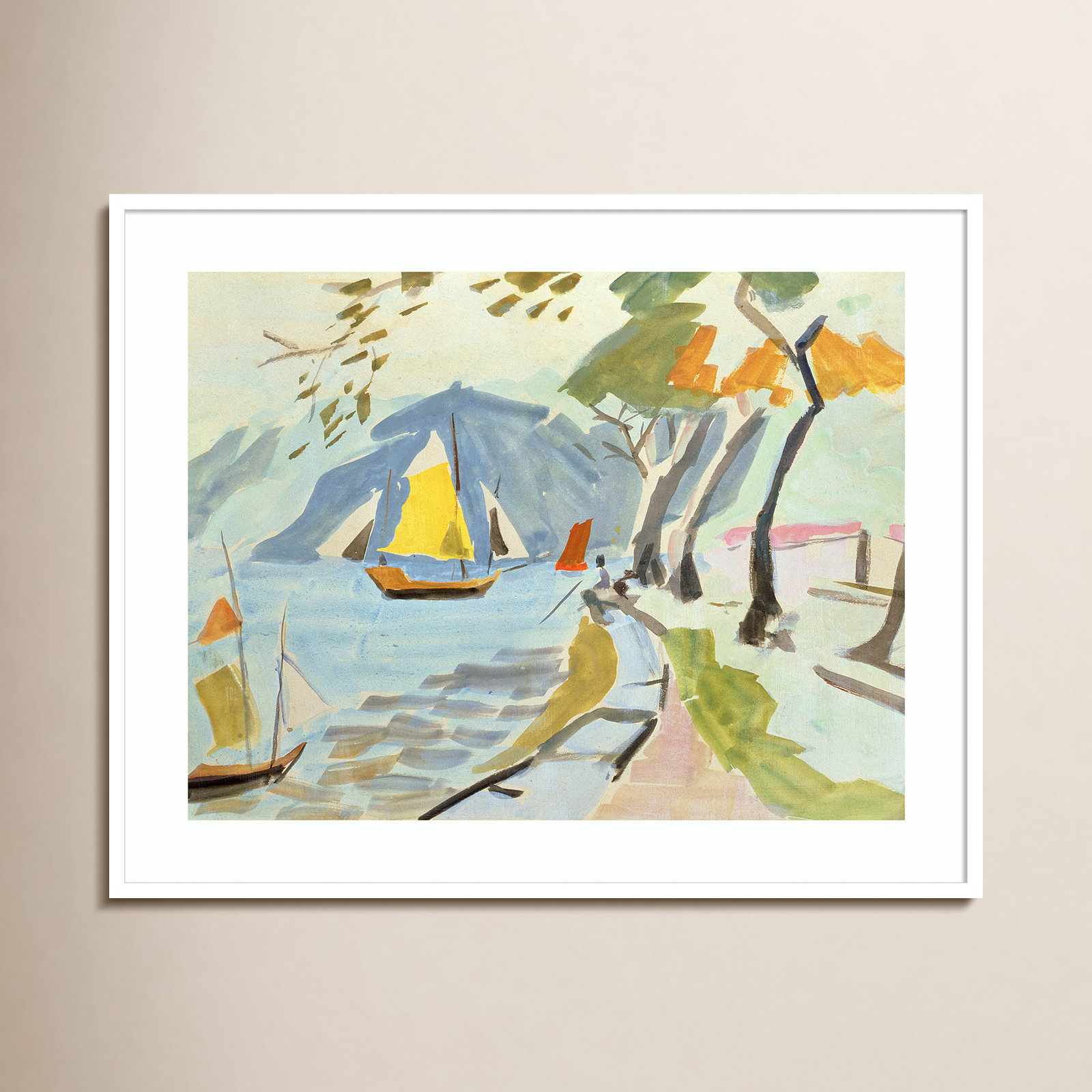 Macau Shoreline Print by Anne Durham, White, 33" H x 41" W x 1" D