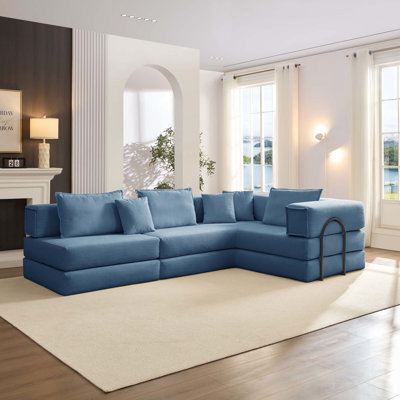 Ensemble de canapé modulaire surdimensionné rembourré et modulaire, ensemble de canapé de salon modulaire en forme de L de 118,2 po avec 6 coussins, canapé-lit combiné pour les salons, les appartements et les chambres à coucher