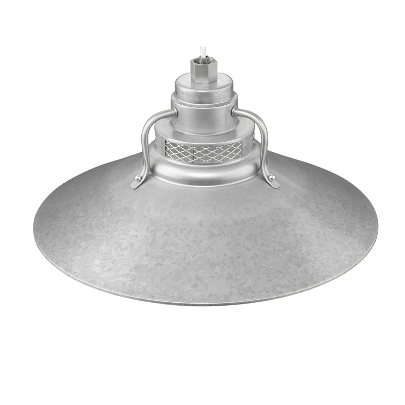 Luminaire suspendu conique à 1 lumière Eliseo, H 9,5 po x l 14 po x P 14 po, Galvanisé