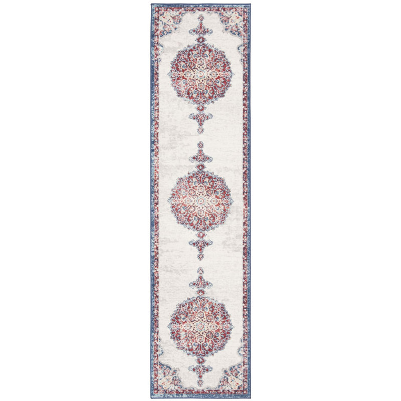 Barcus Oriental Red/Ivory Area Rug, Runner 2' x 14'