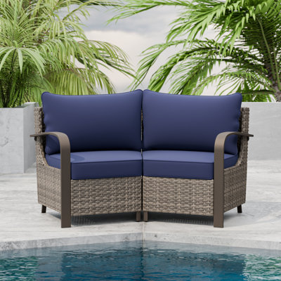 Wicker Outdoor Patio Chair with Cushions(Set of 2) by EAGLE PEAK