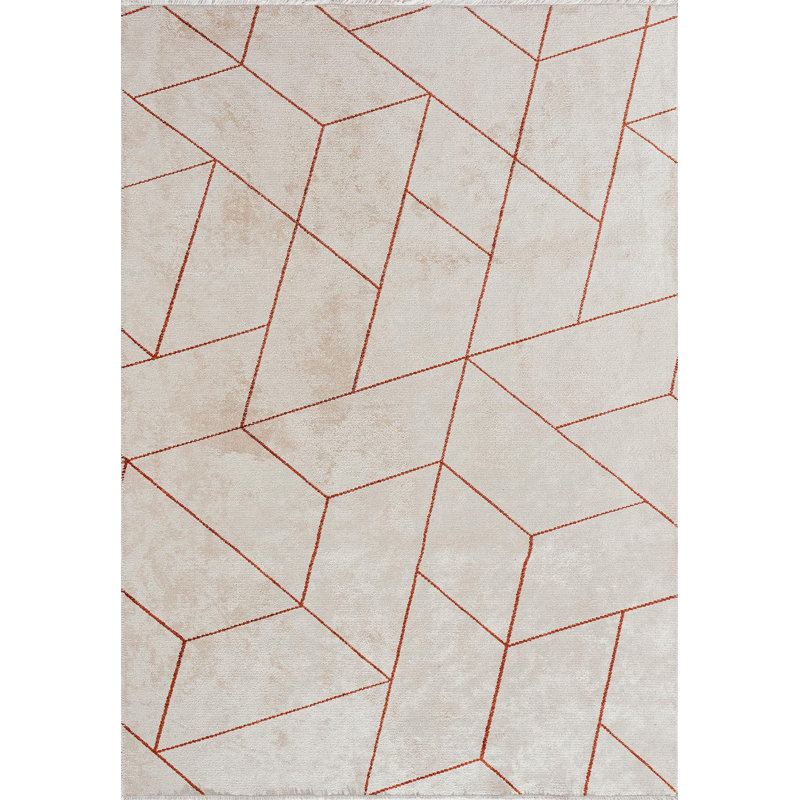 Tapis à motif géométrique triangulaire, Rectangle 7 pi 10 po x 9 pi 10 po