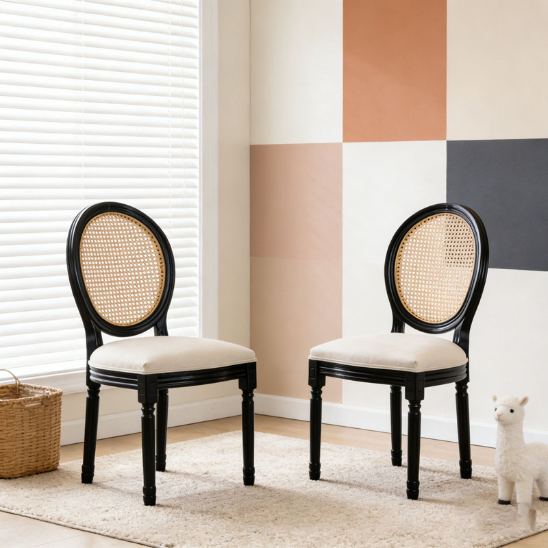 French Country Dining Chairs Set, Black