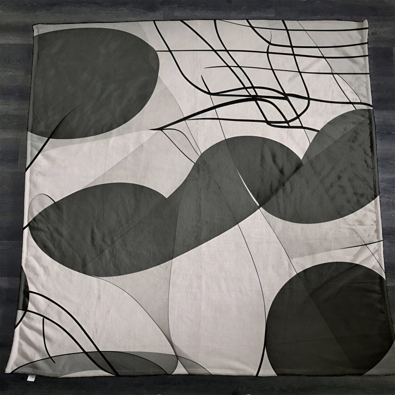 Throw Blanket, 51" W x 60" L, Geometric Shapes/Abstract, Green/Gray/Black