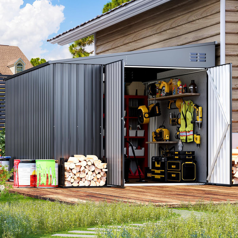 8 Ft. X 10 Ft.   Large Outdoor Lean To Storage Shed, Dark Gray