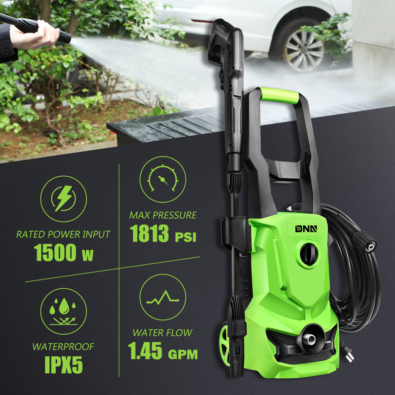 DNA Motoring Plug-in Pressure Washer, Green/Black