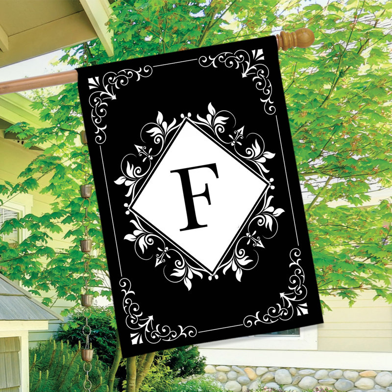 Black And White Monogram F House Flag