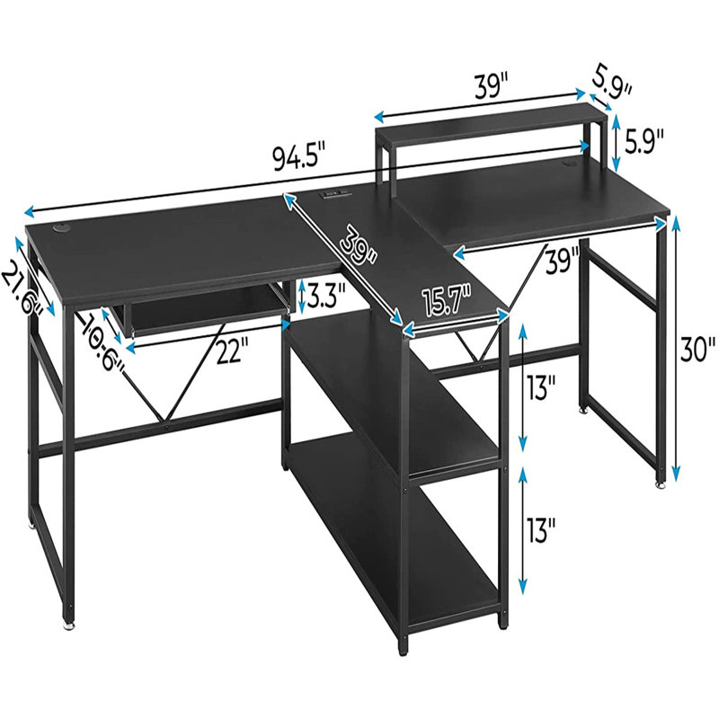 Double Computer Desk, Black
